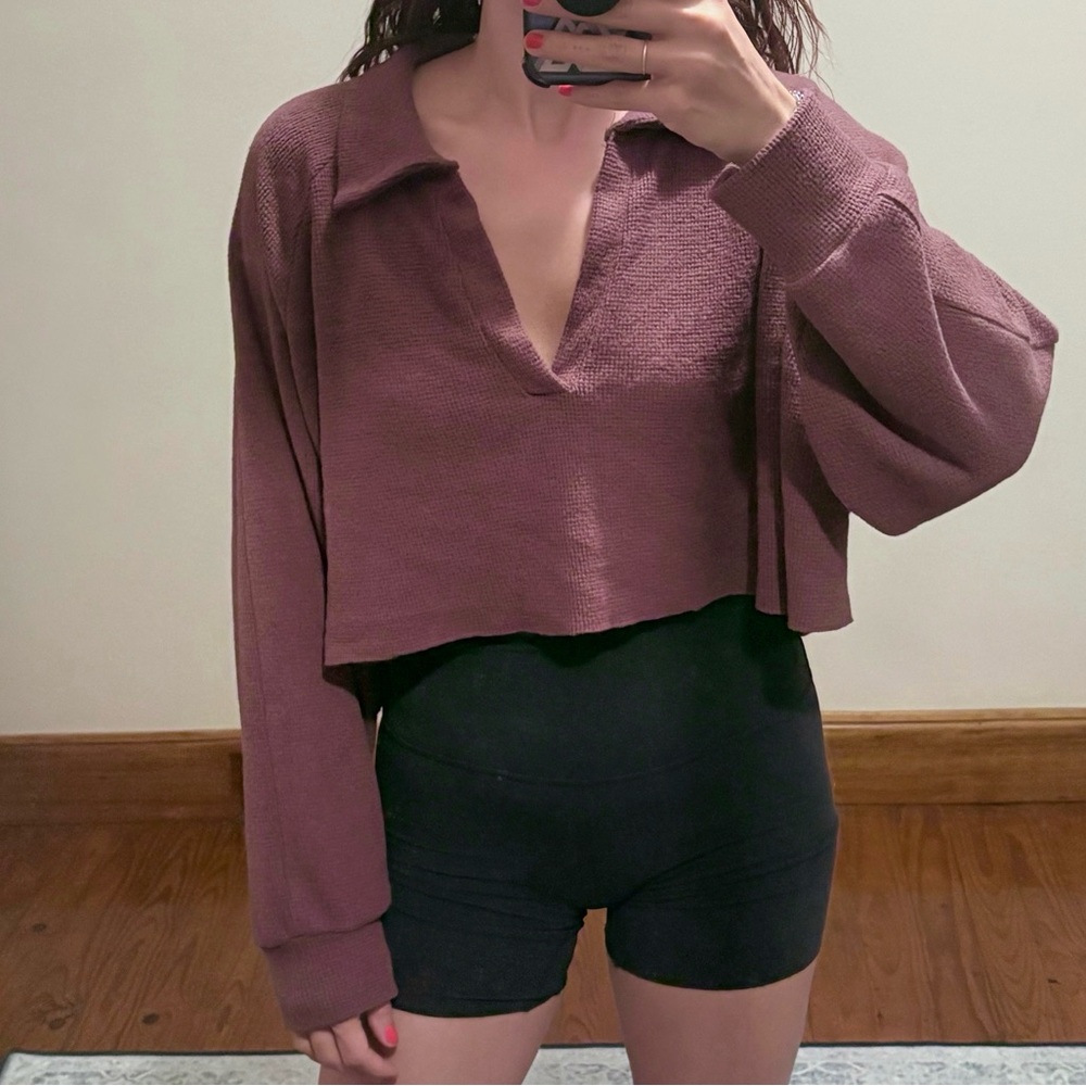 oversized long sleeve cropped shirt